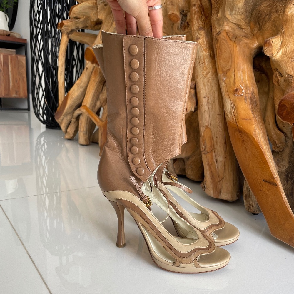 Prada Leather Sandal Heeled Boots